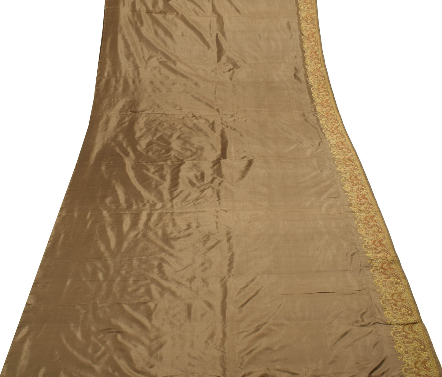 Sushila Vintage Brown 100% Pure Silk Saree With Woven Pallu Sari Craft Fabric
