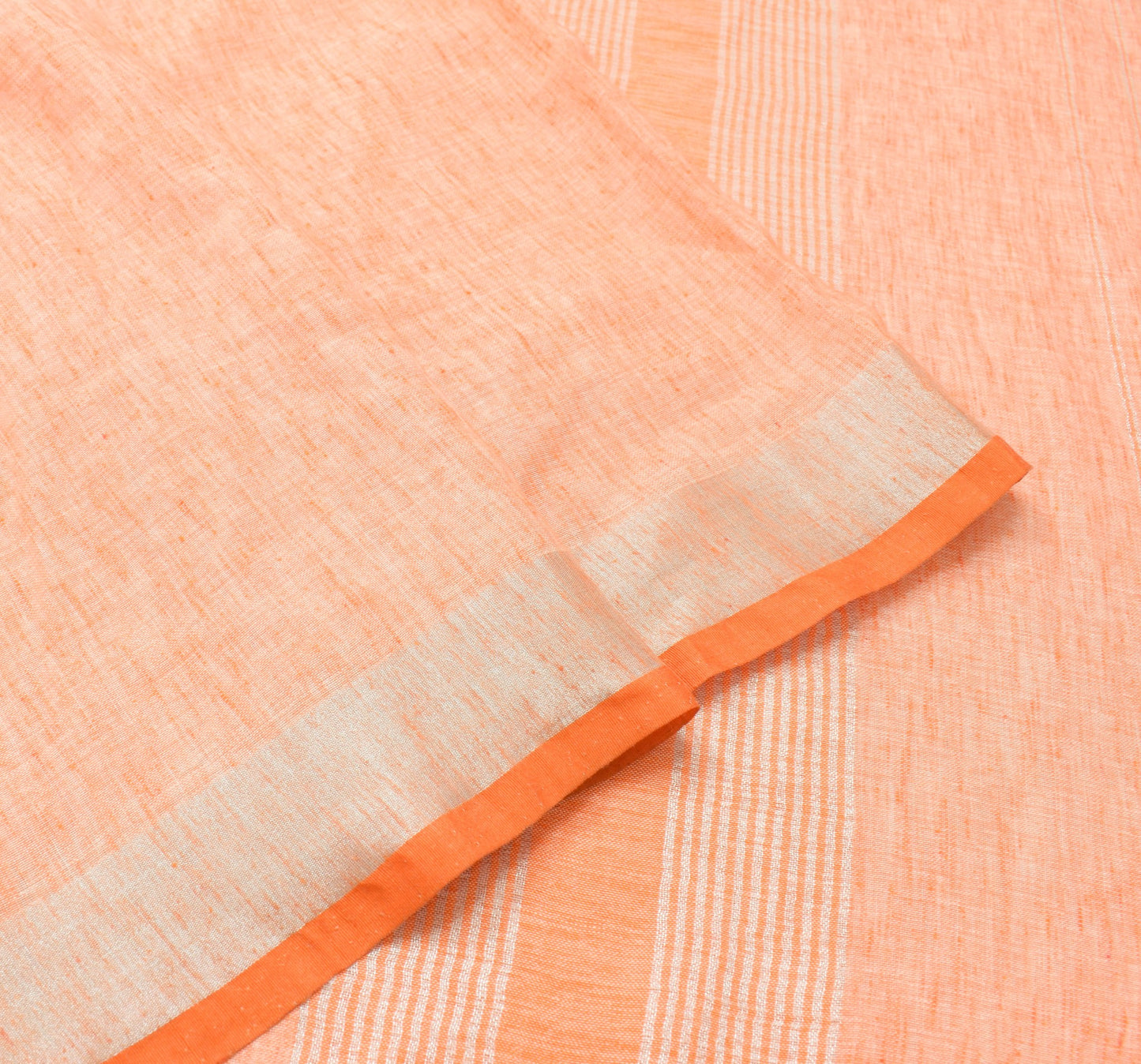 Sushila Vintage Cotton Woven Saree Light Orange Traditional Women Sari Fabric