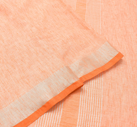 Sushila Vintage Cotton Woven Saree Light Orange Traditional Women Sari Fabric