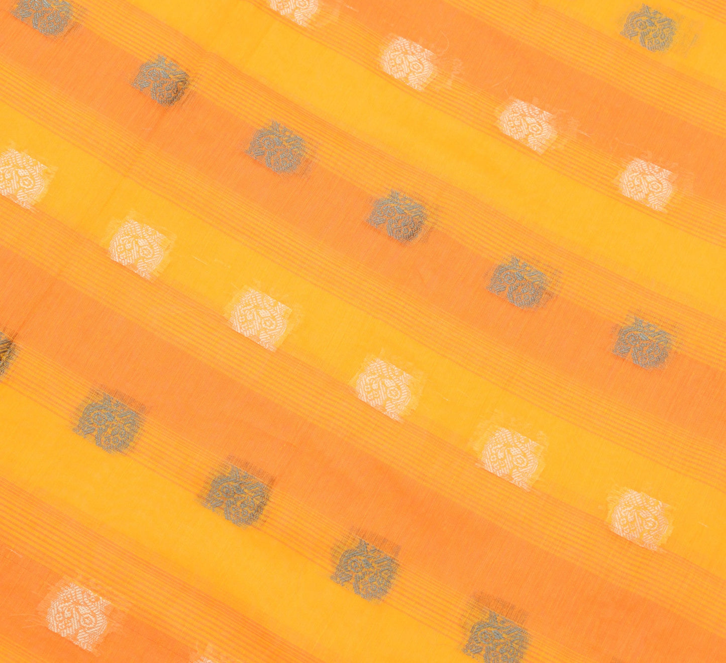 Sushila Vintage Yellow Orange Silk Saree Peacock Woven Sari With Blouse Fabric