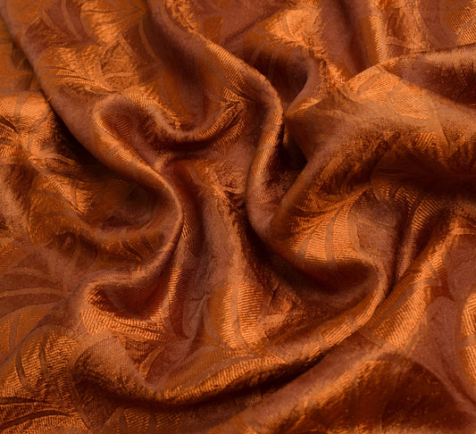 Sushila Vintage Brown Soft Saree 100% Pure Silk All Over Woven Sari Craft Fabric