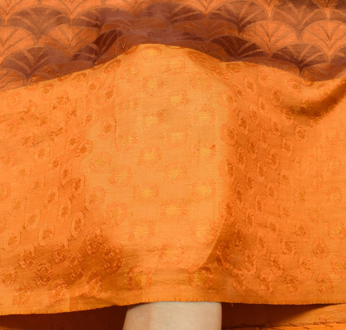 Sushila Vintage Brown Soft Saree 100% Pure Silk All Over Woven Sari Craft Fabric