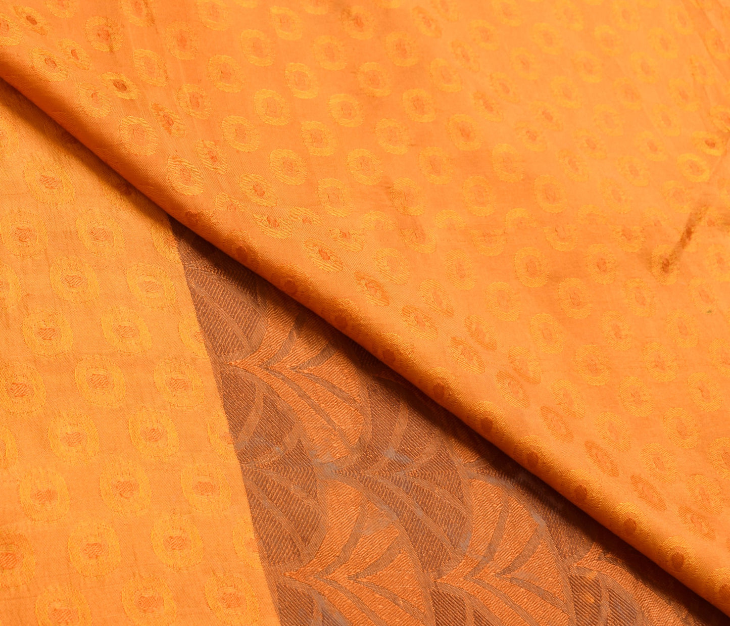 Sushila Vintage Brown Soft Saree 100% Pure Silk All Over Woven Sari Craft Fabric
