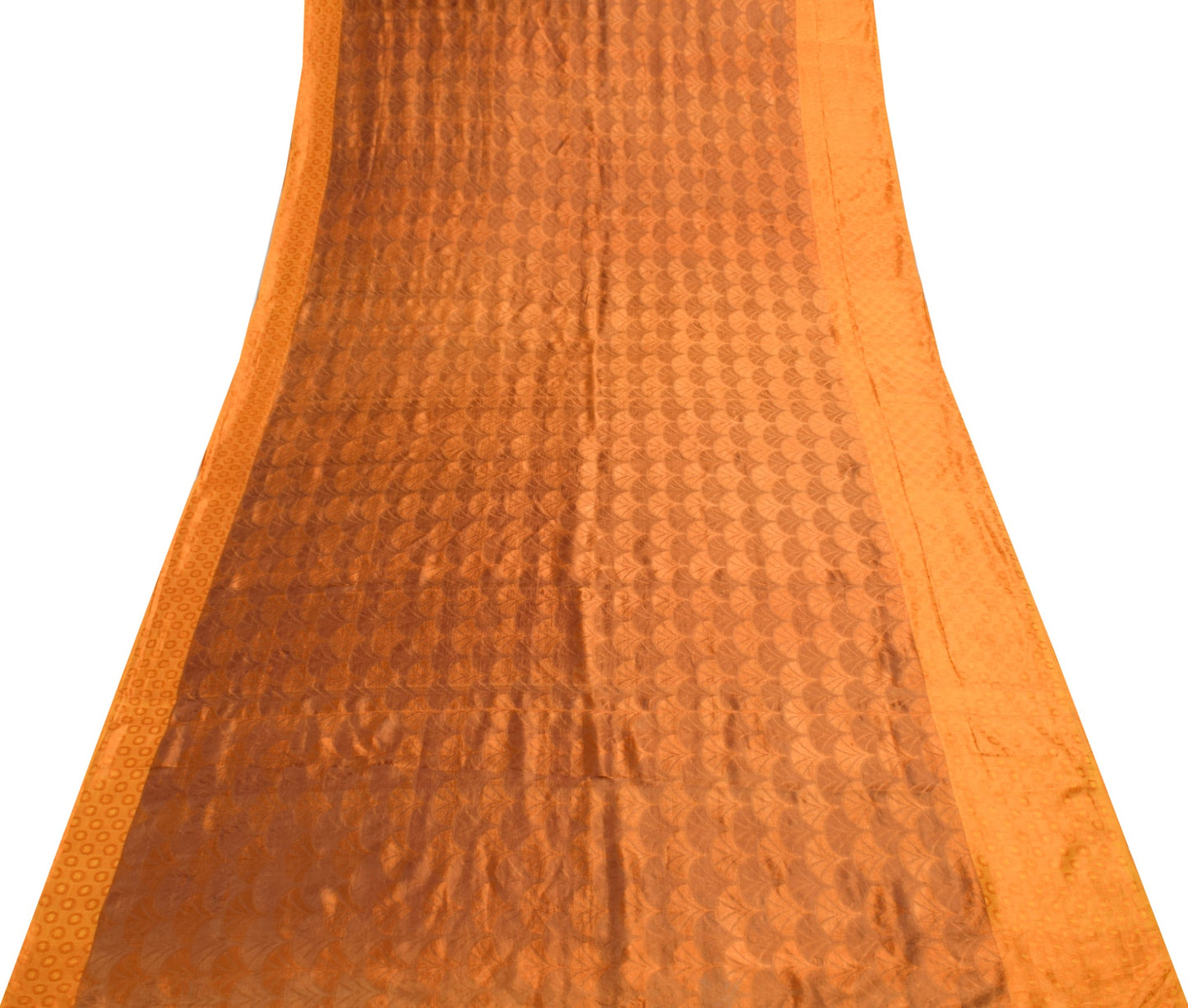Sushila Vintage Brown Soft Saree 100% Pure Silk All Over Woven Sari Craft Fabric