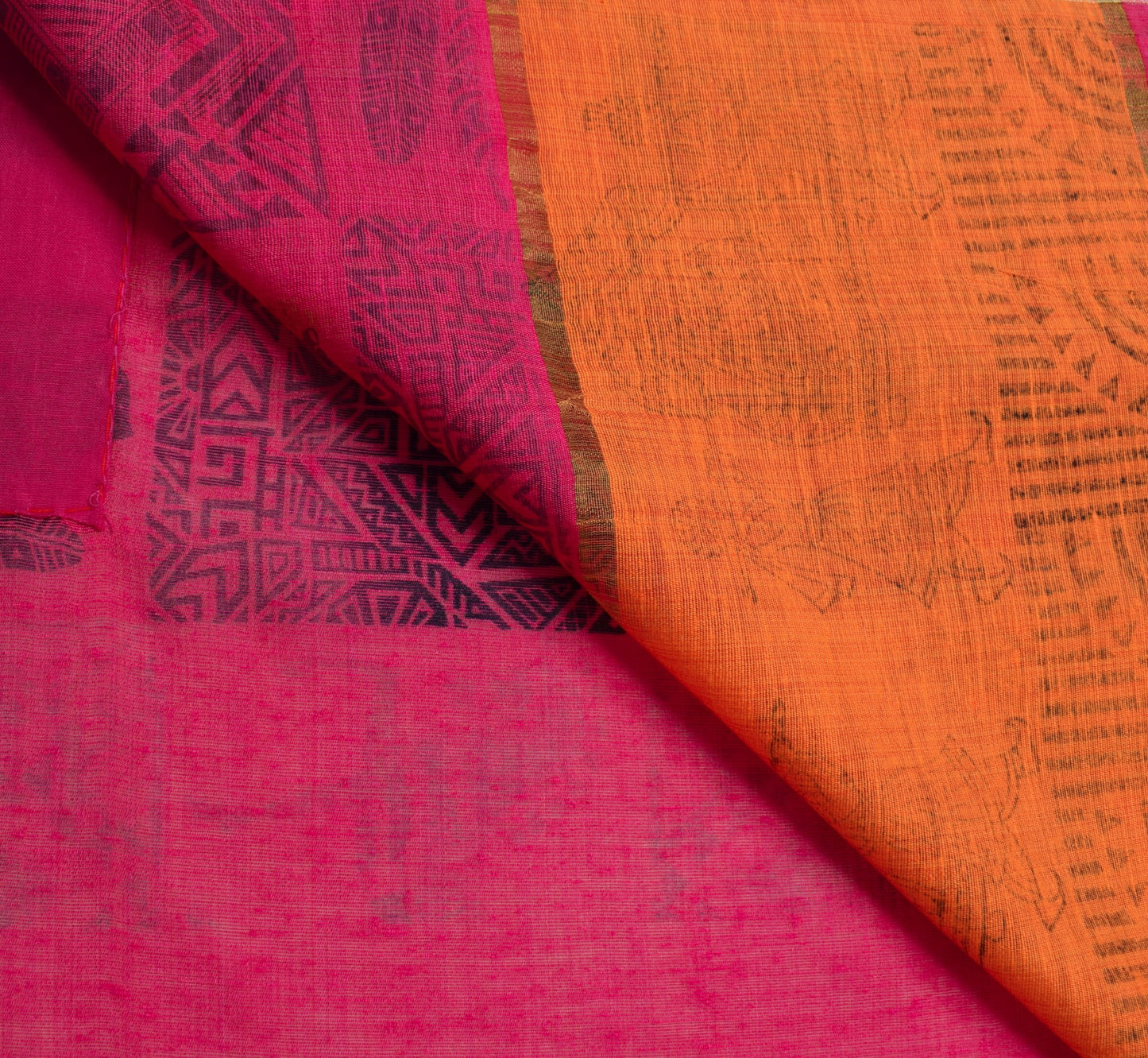 Sushila Vintage Magenta Stunning Saree Cotton Horse Printed Sari Craft Fabric