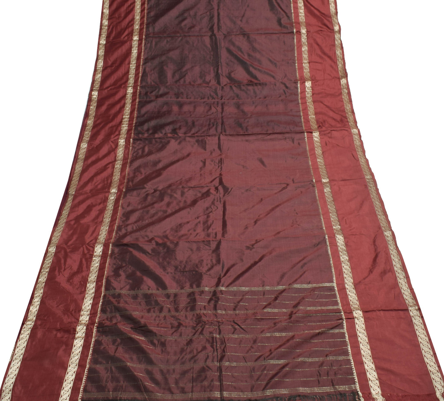 Sushila Vintage Dark Maroon Pure Silk Saree Zari Woven Soft Classy Sari Fabric
