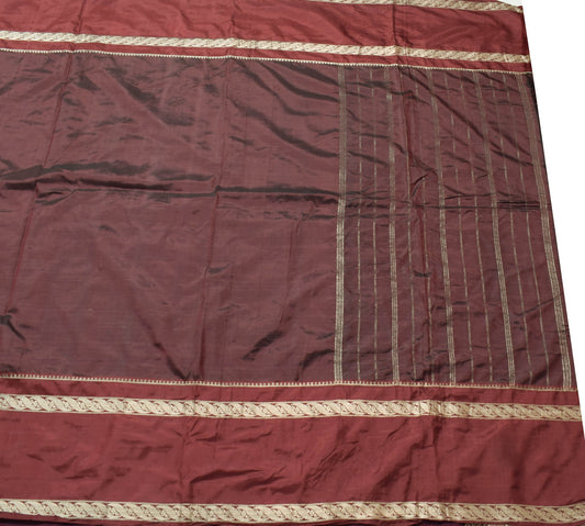 Sushila Vintage Dark Maroon Pure Silk Saree Zari Woven Soft Classy Sari Fabric