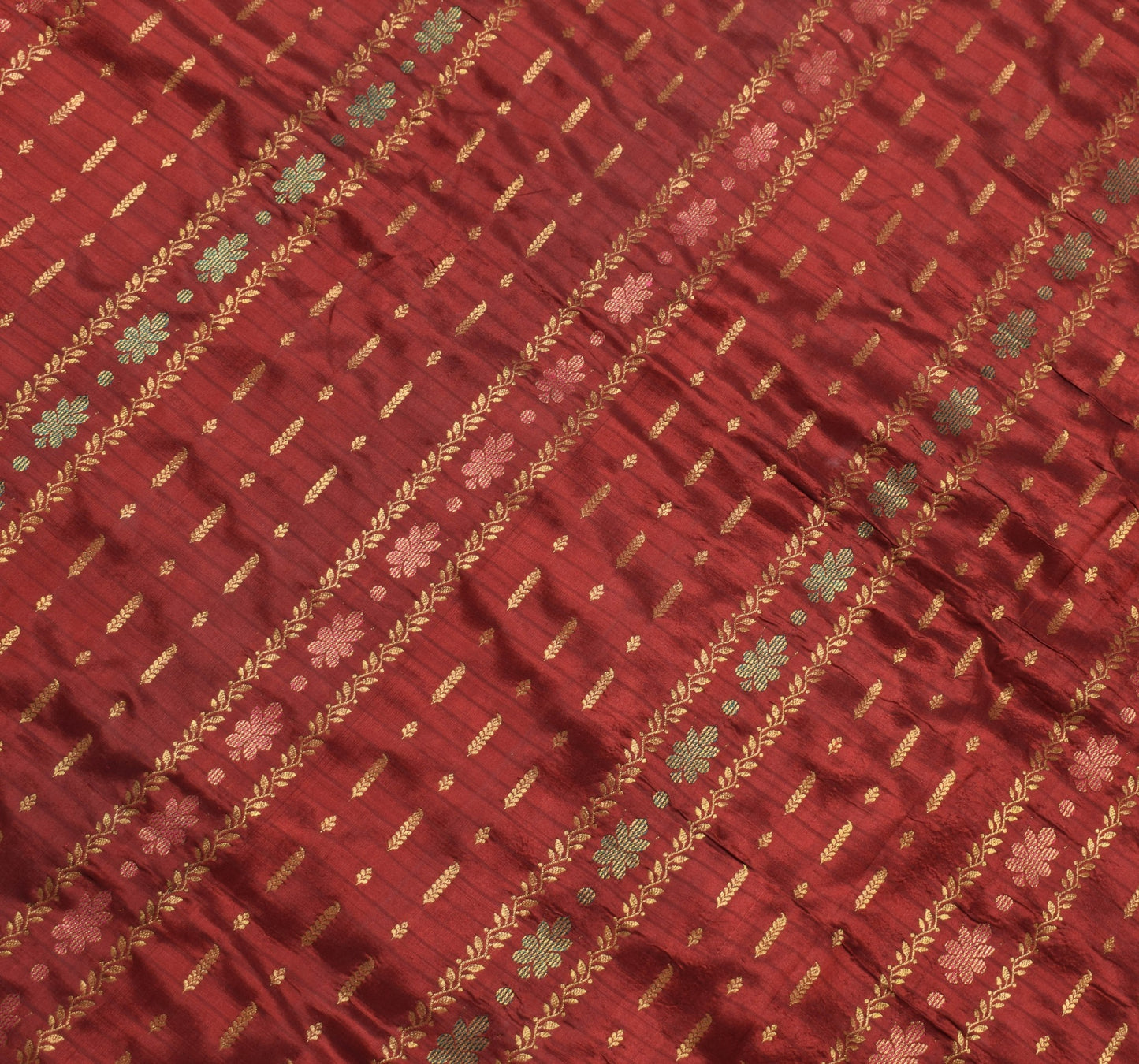 Sushila Vintage Kanjivaram Maroon Saree for Bright Look Pure Silk Gold Zari Brocade Sari Fabric