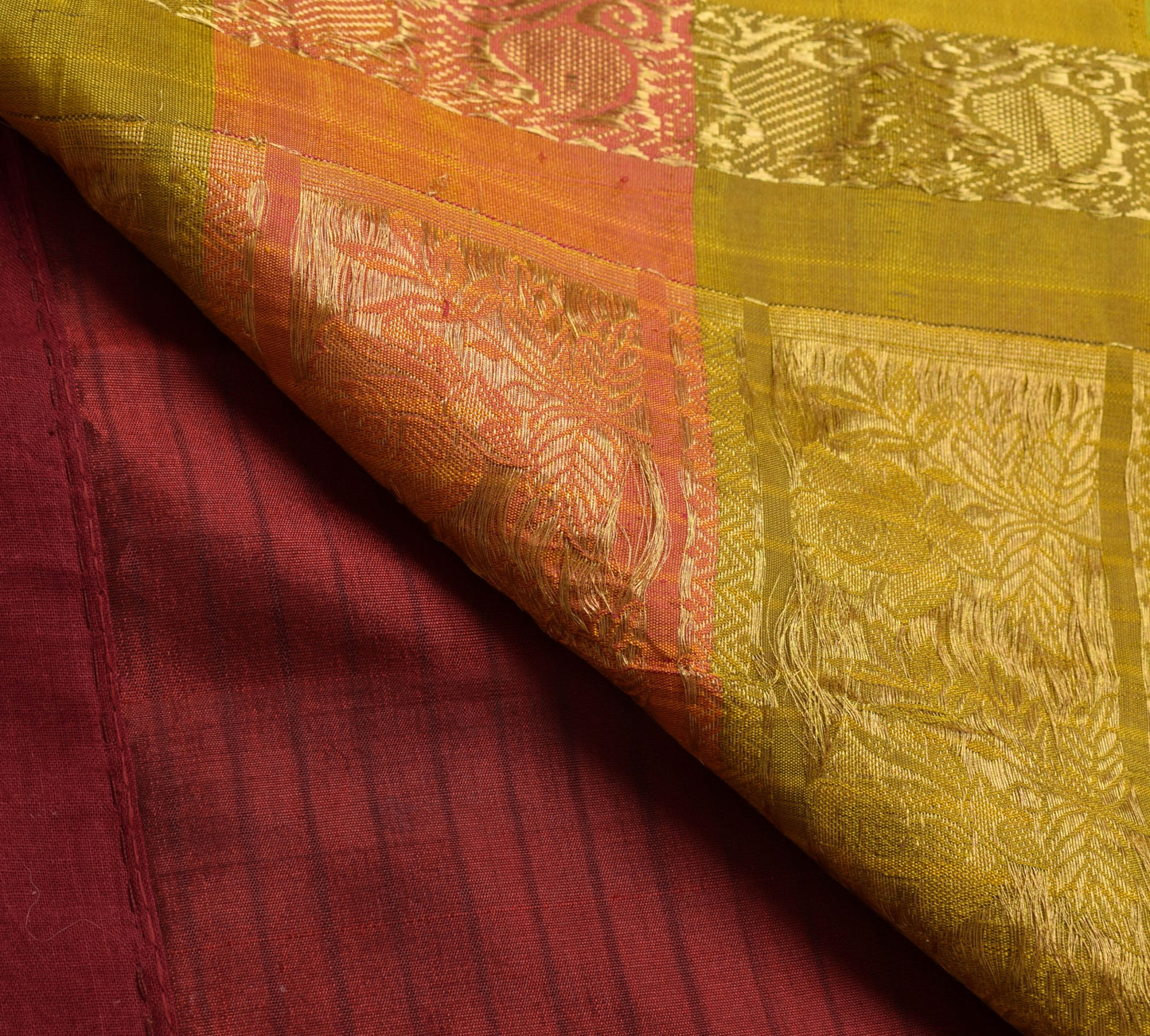 Sushila Vintage Kanjivaram Maroon Saree for Bright Look Pure Silk Gold Zari Brocade Sari Fabric