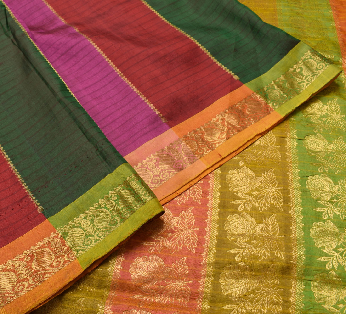 Sushila Vintage Kanjivaram Maroon Saree for Bright Look Pure Silk Gold Zari Brocade Sari Fabric