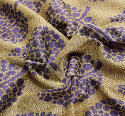 Sushila Vintage Purple100% Pure Silk Saree All Over Woven Floral Sari Fabric