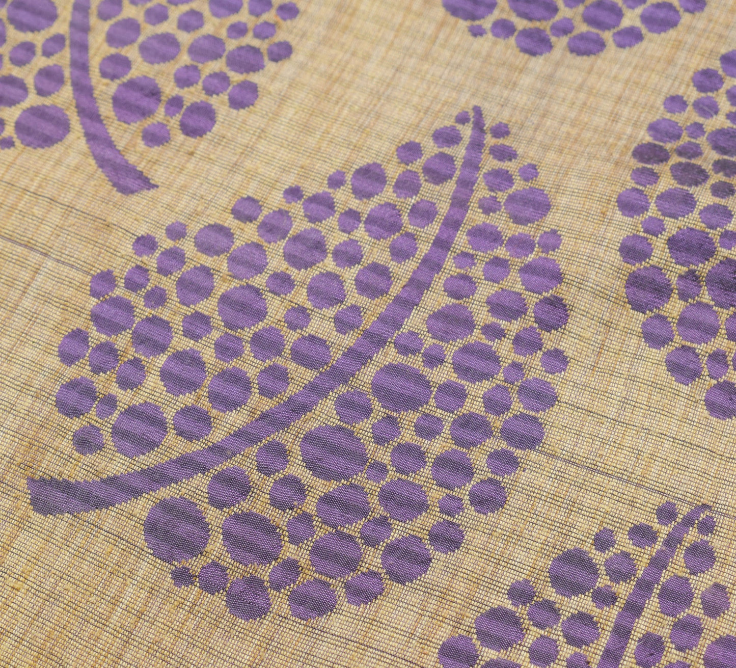 Sushila Vintage Purple100% Pure Silk Saree All Over Woven Floral Sari Fabric