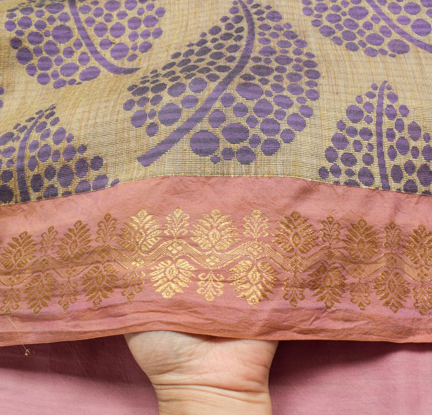 Sushila Vintage Purple100% Pure Silk Saree All Over Woven Floral Sari Fabric