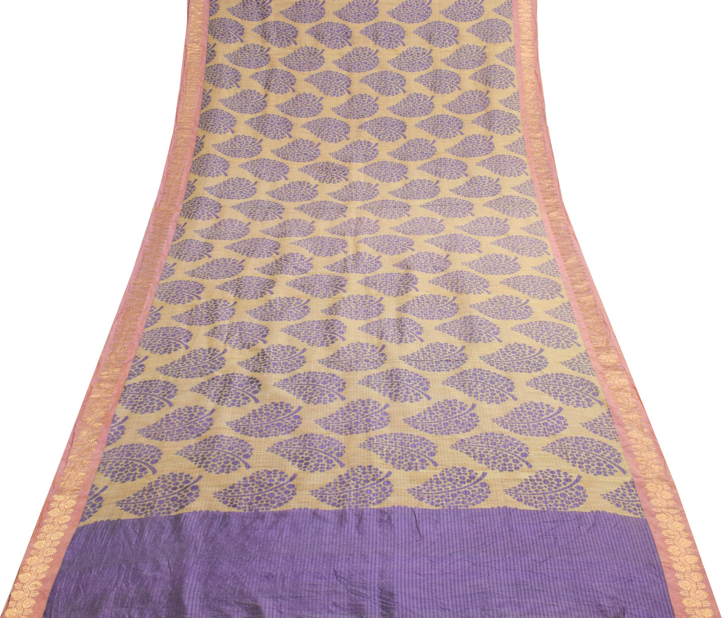 Sushila Vintage Purple100% Pure Silk Saree All Over Woven Floral Sari Fabric