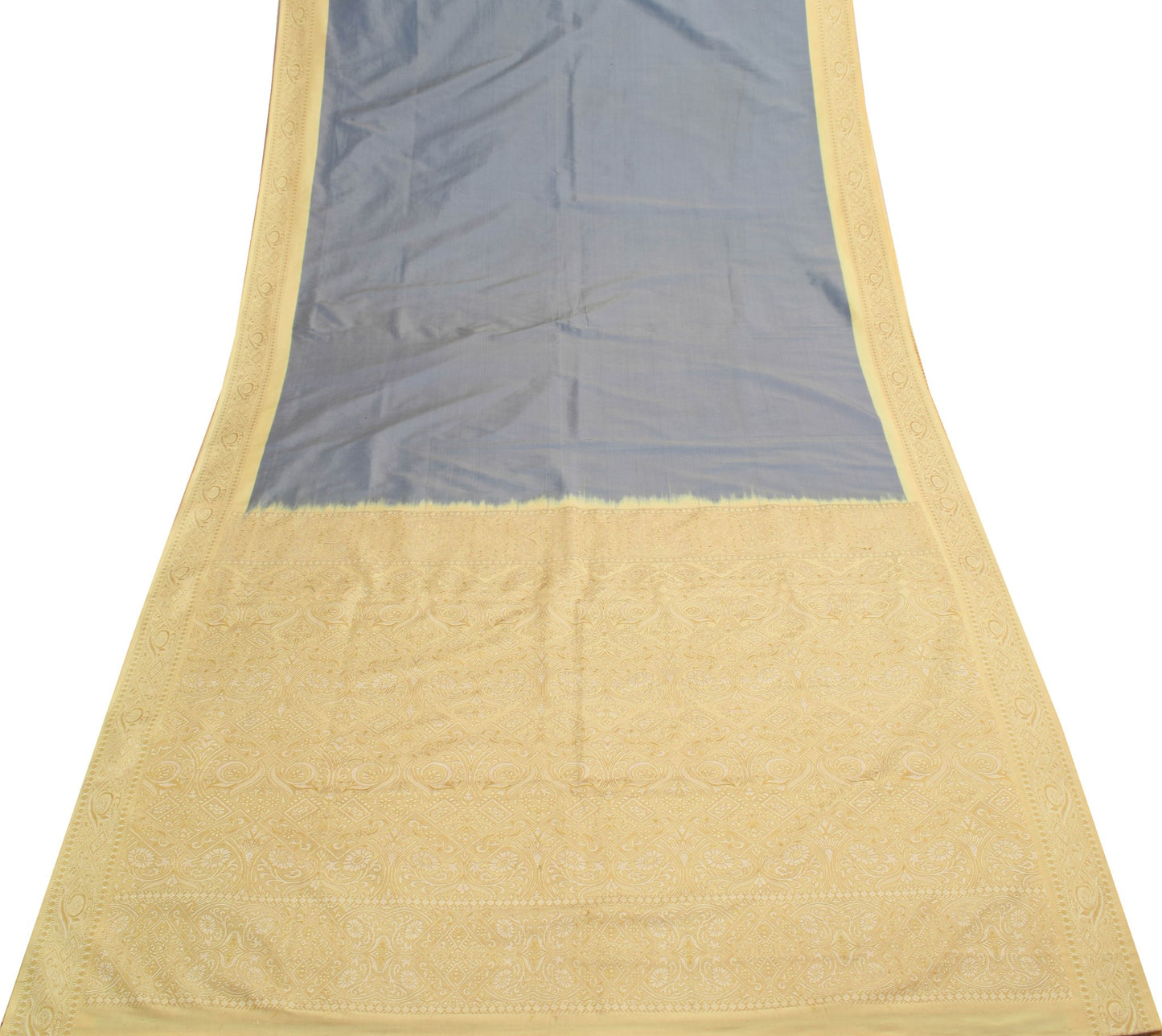 Sushila Vintage Silk Aqua Blue Dual Tone Saree Resham Woven Ethnic Sari Fabric