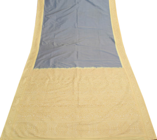 Sushila Vintage Silk Aqua Blue Dual Tone Saree Resham Woven Ethnic Sari Fabric
