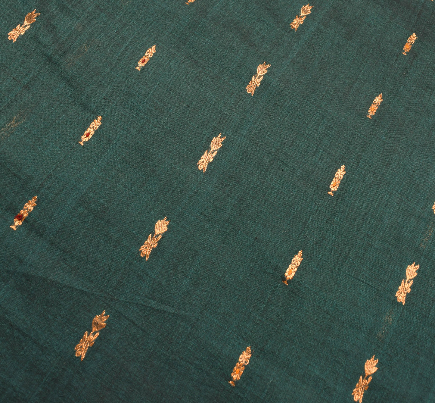 Sushila Vintage Teal Green & Maroon Saree Pure Cotton Zari Brocade Kanjivaram Sari Craft Fabric