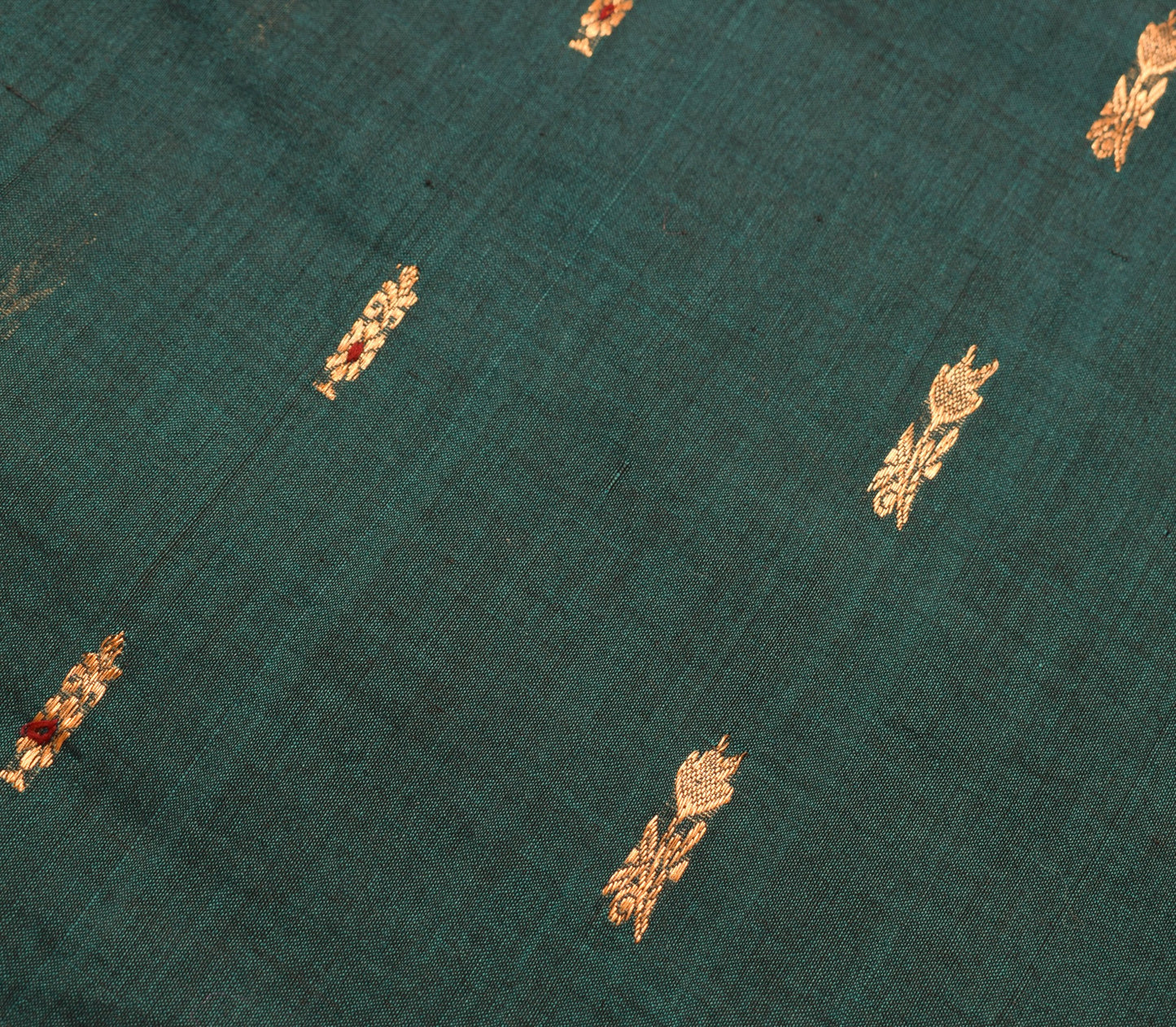 Sushila Vintage Teal Green & Maroon Saree Pure Cotton Zari Brocade Kanjivaram Sari Craft Fabric