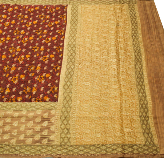 Sushila Vintage Maroon Pure Georgette Saree Floral Printed & Woven Sari Fabric