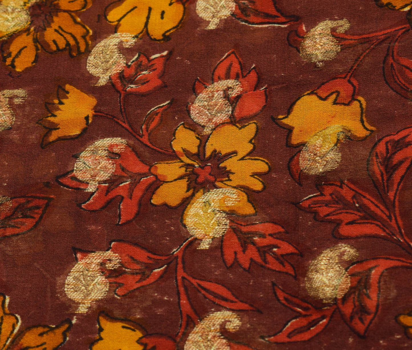 Sushila Vintage Maroon Pure Georgette Saree Floral Printed & Woven Sari Fabric
