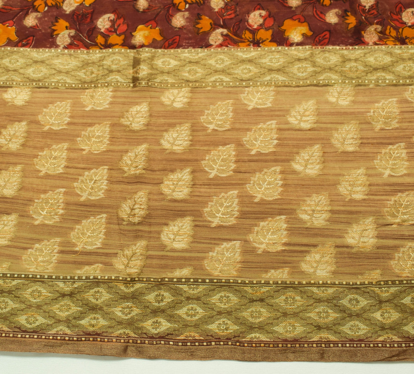 Sushila Vintage Maroon Pure Georgette Saree Floral Printed & Woven Sari Fabric