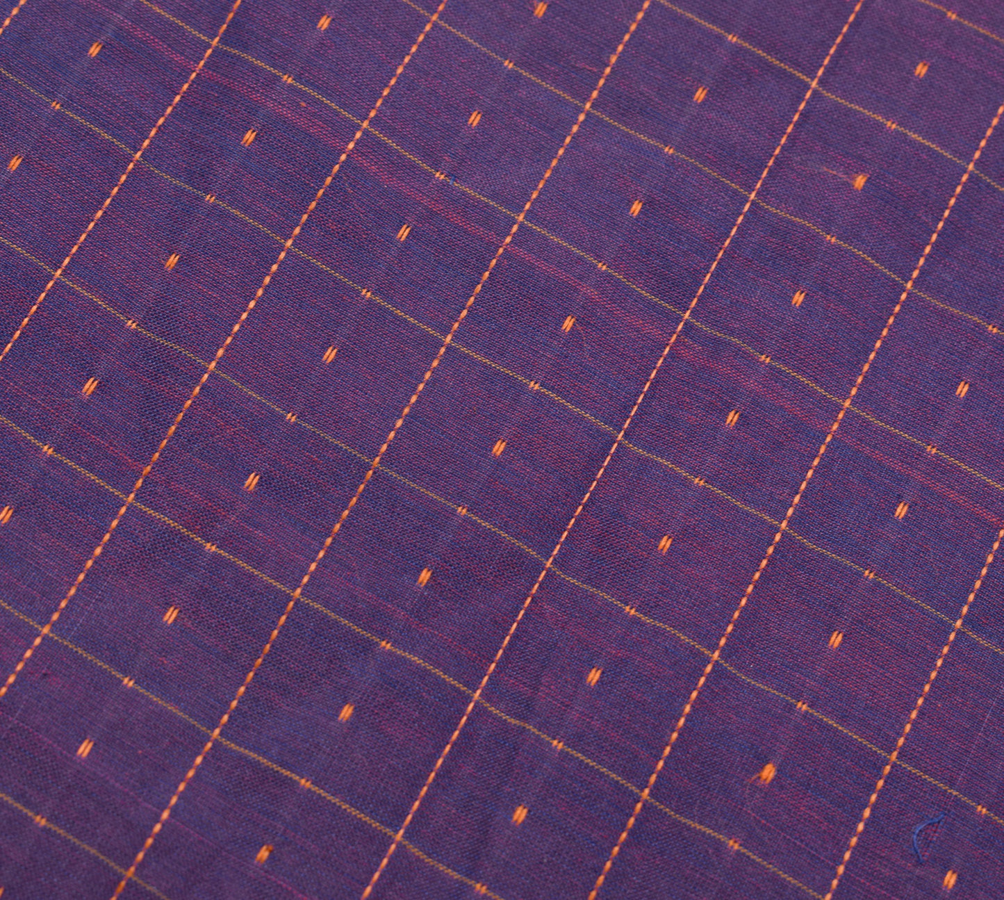 Sushila Vintage Purple Dual Tone Saree 100% Pure Cotton Checks Woven Sari Fabric