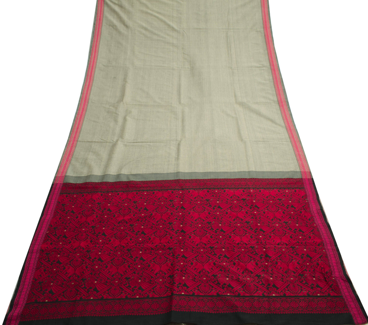Sushila Vintage ray Blend Cotton Silk Saree Woven Traditional Women Sari Fabric