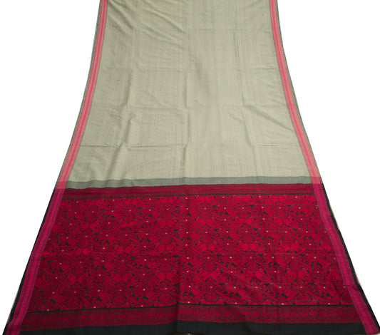 Sushila Vintage ray Blend Cotton Silk Saree Woven Traditional Women Sari Fabric