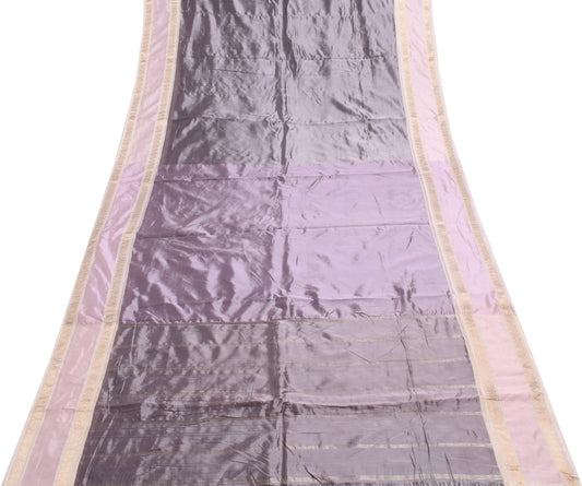 Sushila Vintage Dark Lavender Saree 100% Pure Silk Woven Soft Sari Craft Fabric