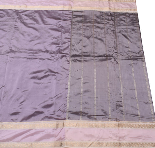 Sushila Vintage Dark Lavender Saree 100% Pure Silk Woven Soft Sari Craft Fabric