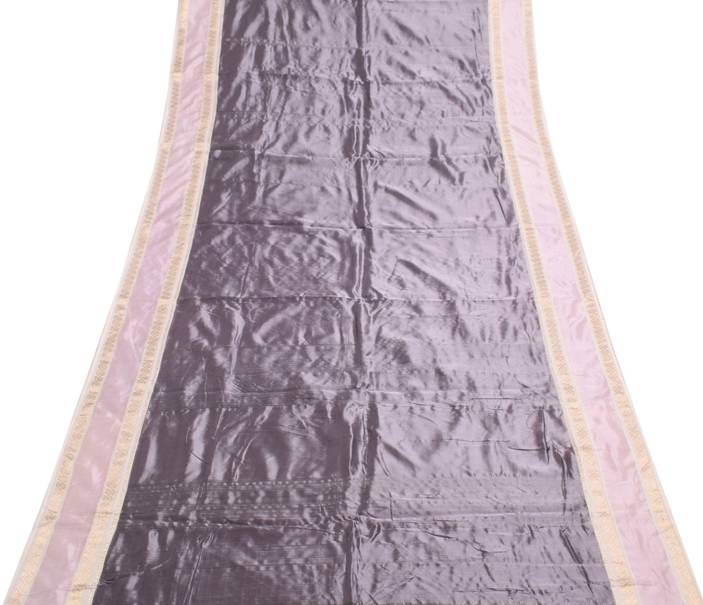 Sushila Vintage Dark Lavender Saree 100% Pure Silk Woven Soft Sari Craft Fabric