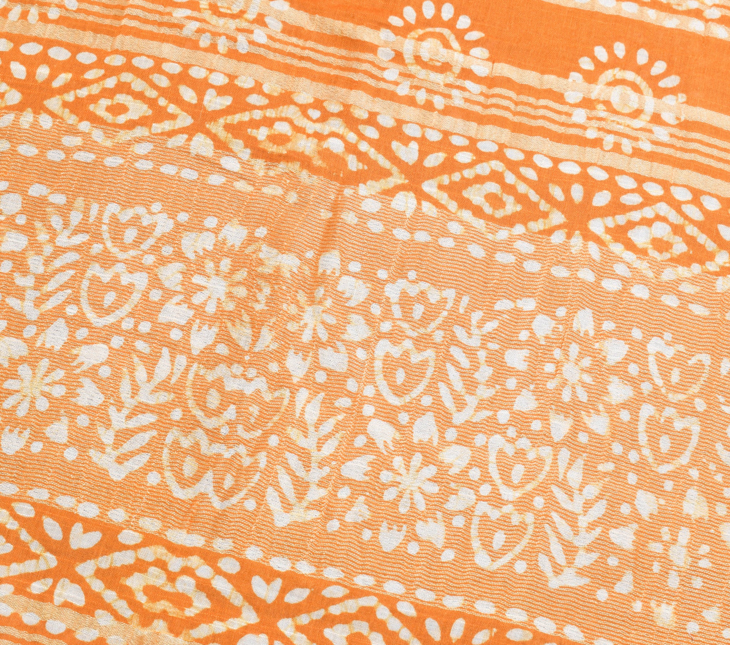 Sushila Vintage Blue Orange Saree 100% Pure Cotton Batik Printed Sari Fabric