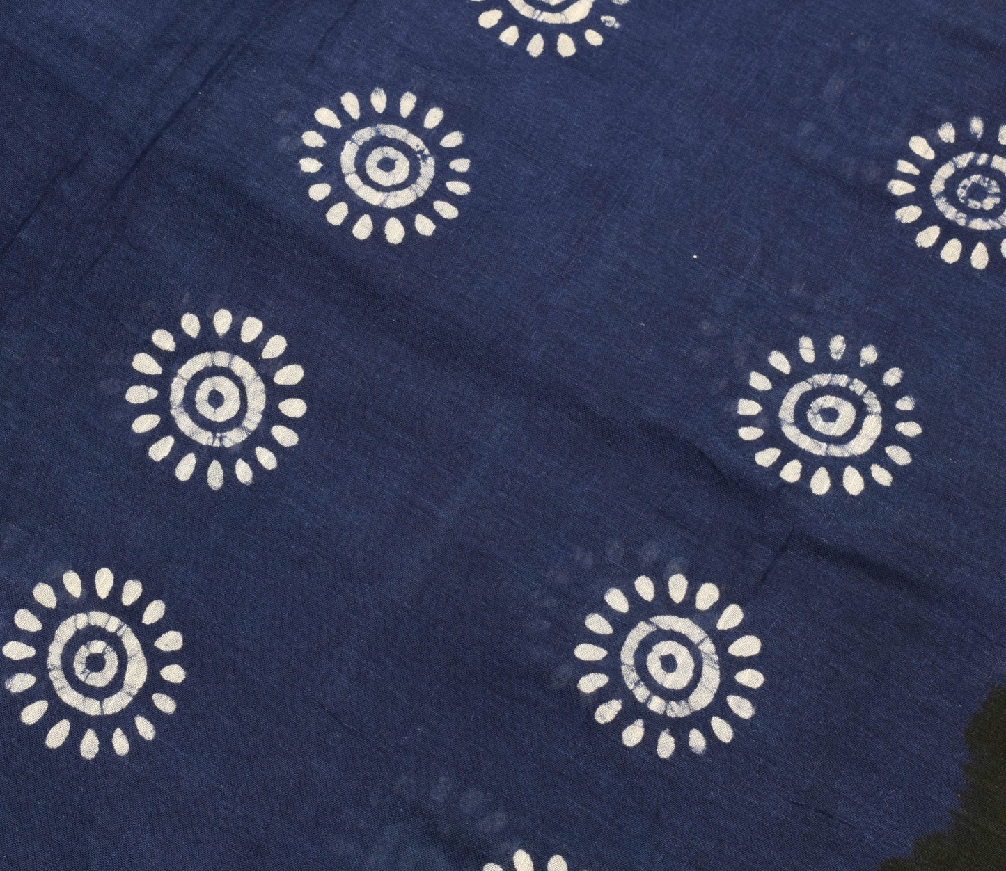 Sushila Vintage Blue Orange Saree 100% Pure Cotton Batik Printed Sari Fabric