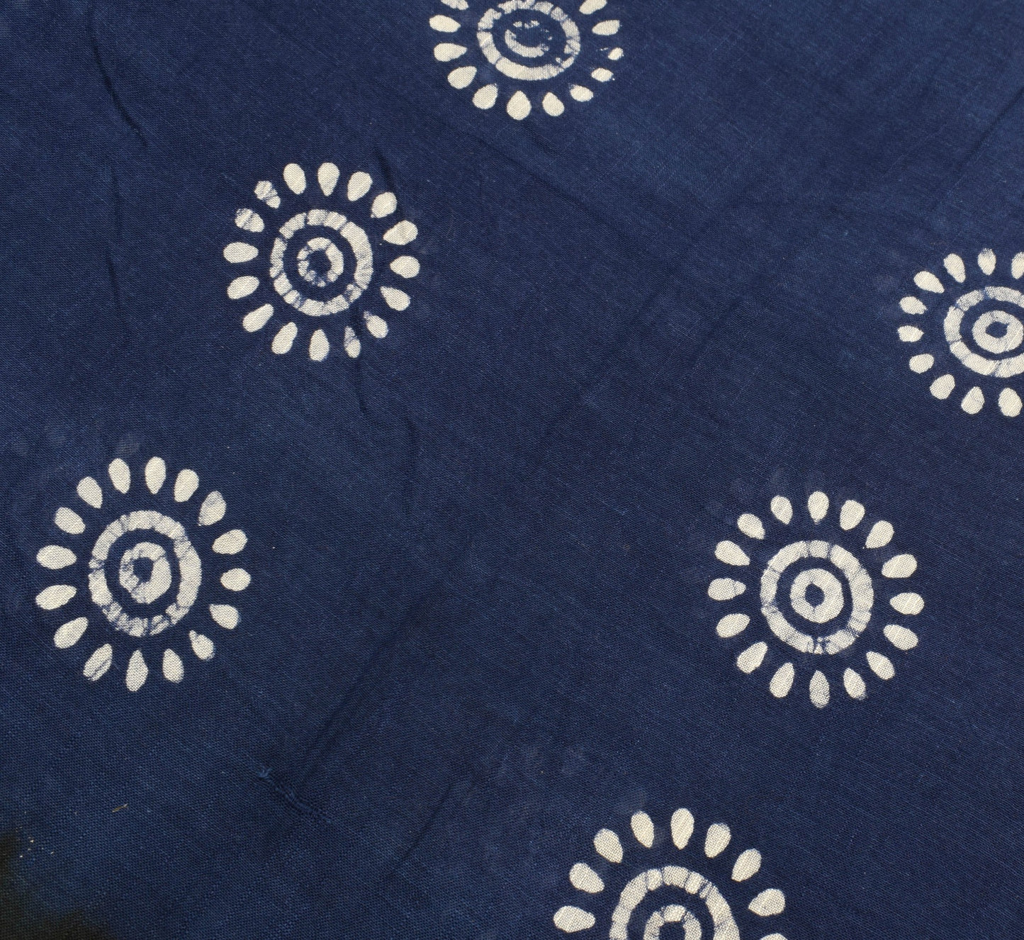 Sushila Vintage Blue Orange Saree 100% Pure Cotton Batik Printed Sari Fabric