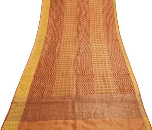 Sushila Vintage Multi-Color Saree Printed & Woven Pure Silk Sari Craft Fabric