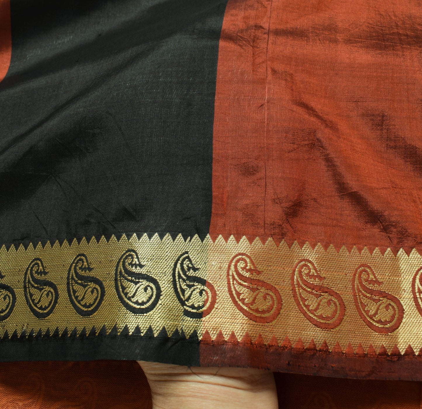 Sushila Vintage Black Maroon Wedding Wear Saree Pure Silk Brocade Sari Fabric