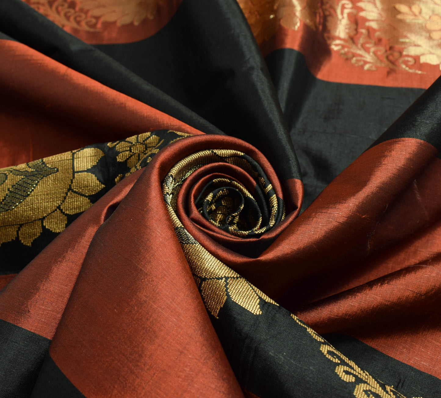 Sushila Vintage Black Maroon Wedding Wear Saree Pure Silk Brocade Sari Fabric