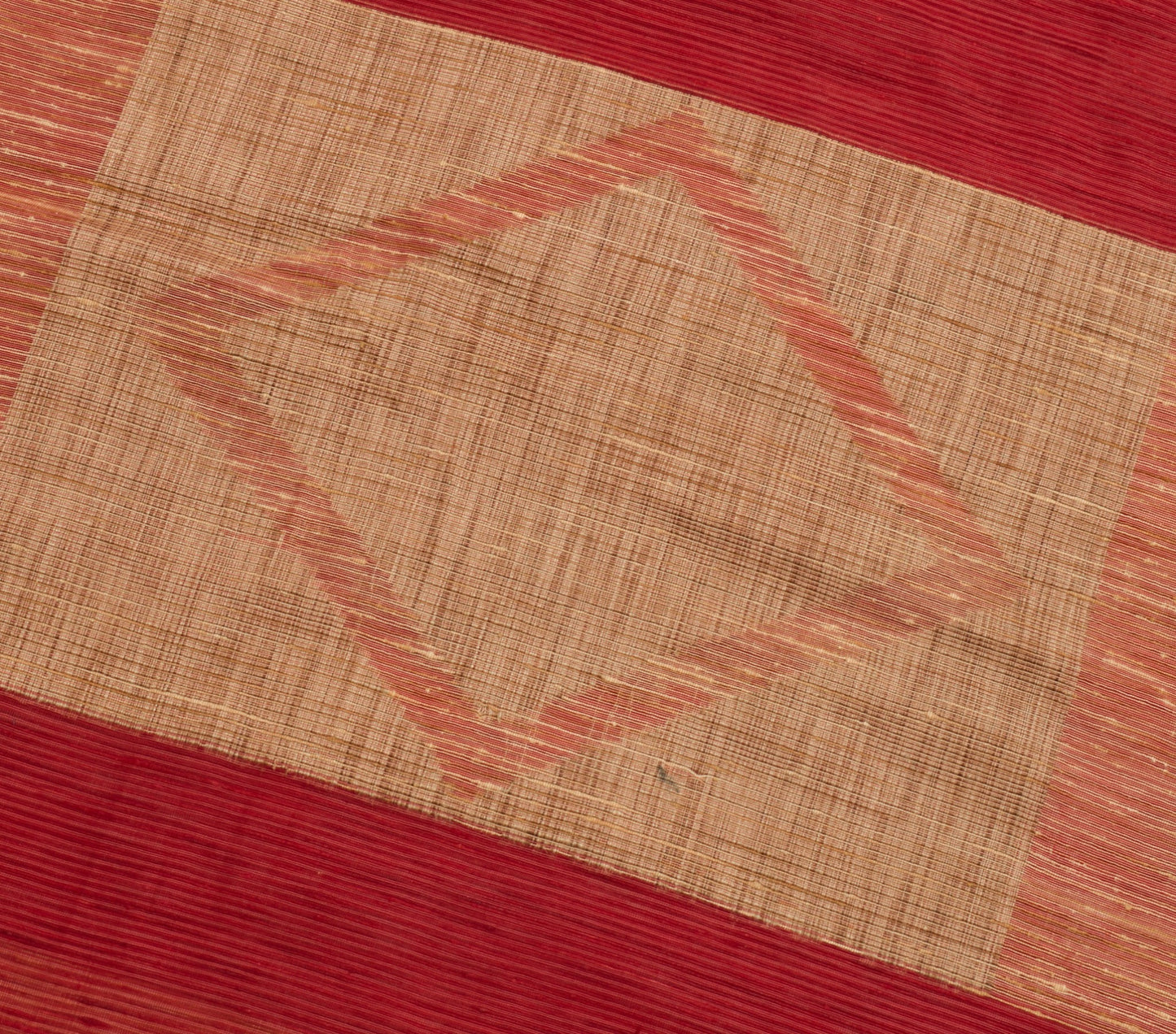 Sushila Vintage Red Woven Saree Blend Cotton Silk Traditional Sari Craft Fabric