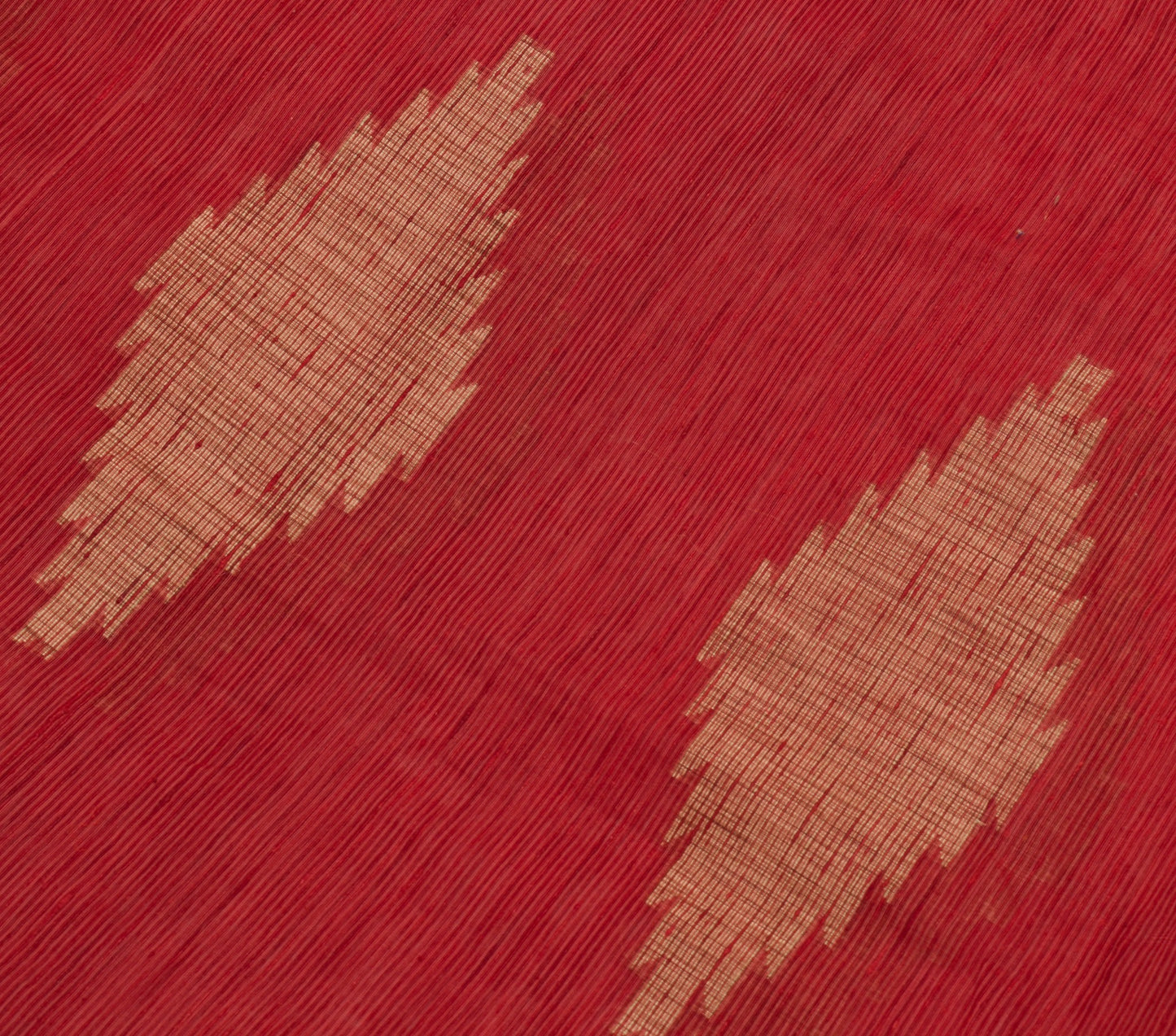 Sushila Vintage Red Woven Saree Blend Cotton Silk Traditional Sari Craft Fabric