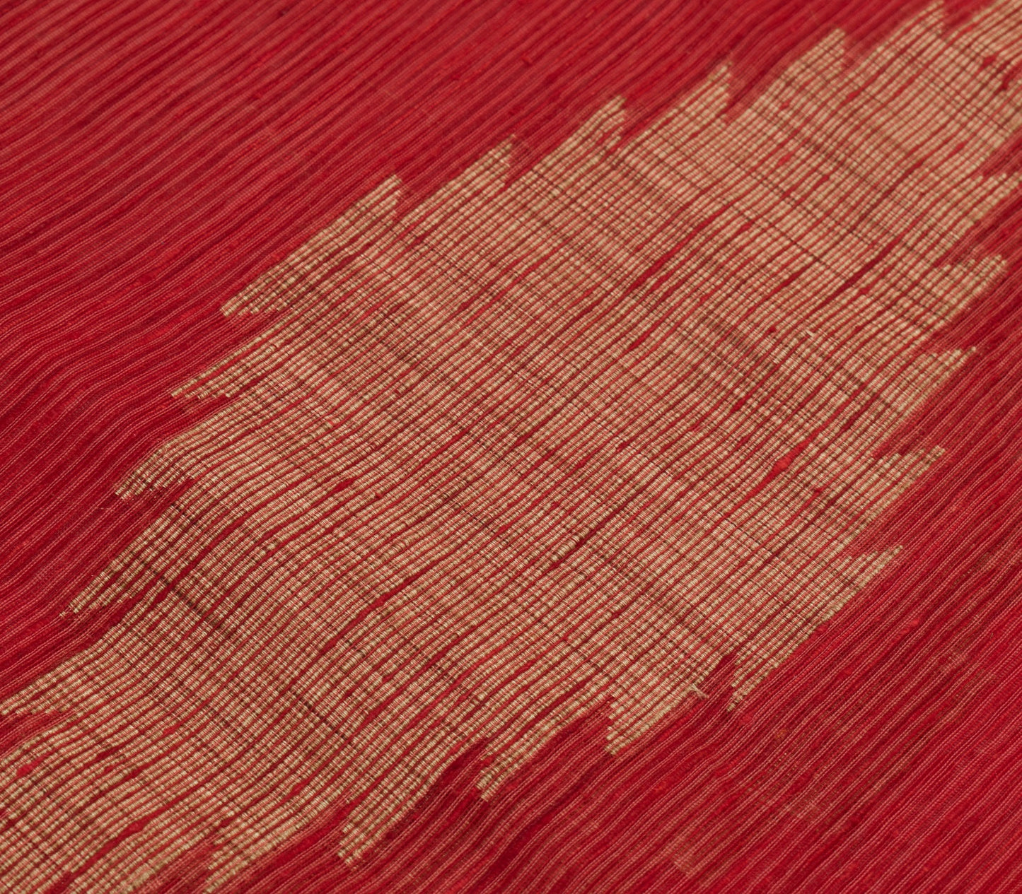 Sushila Vintage Red Woven Saree Blend Cotton Silk Traditional Sari Craft Fabric