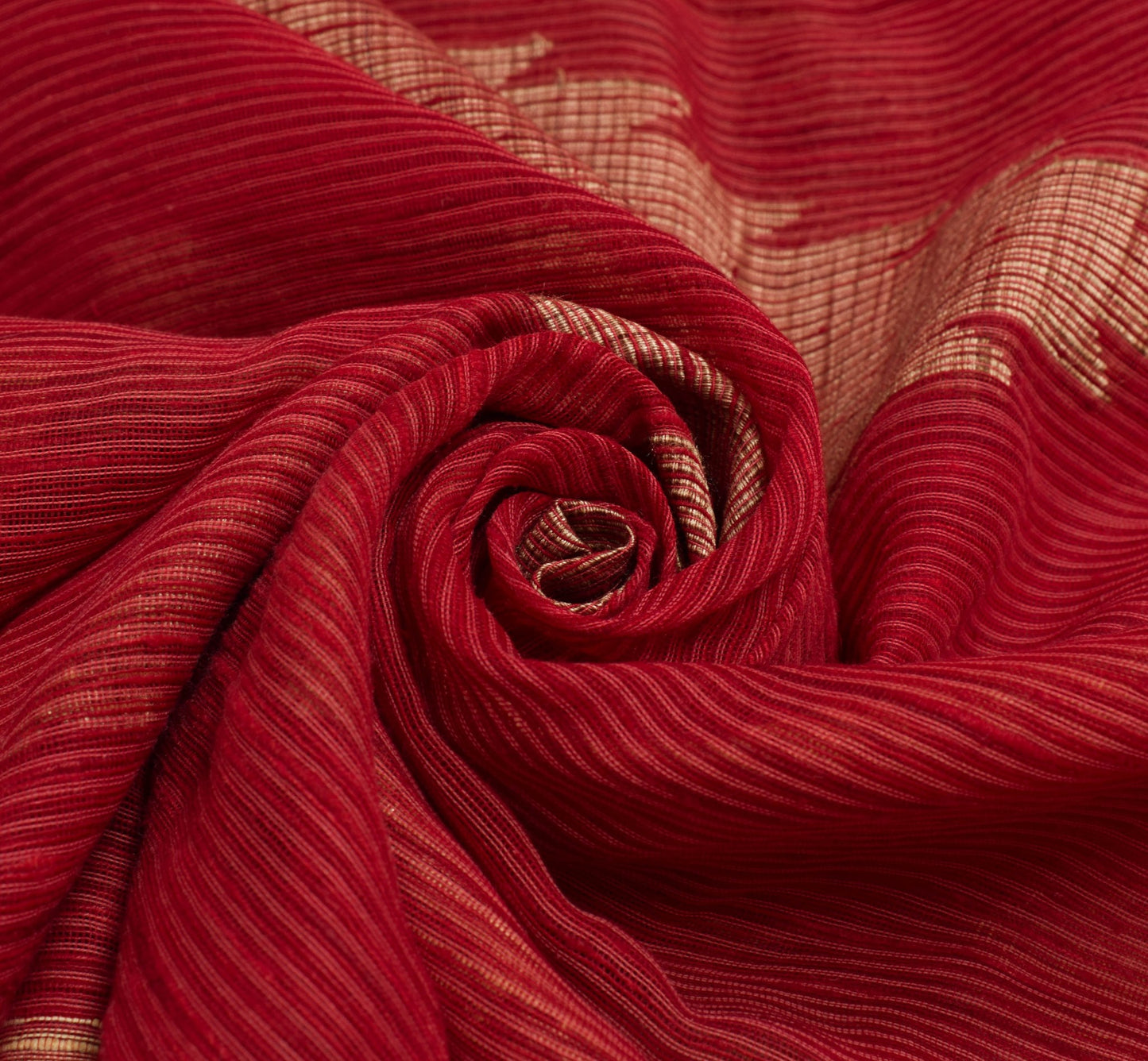 Sushila Vintage Red Woven Saree Blend Cotton Silk Traditional Sari Craft Fabric