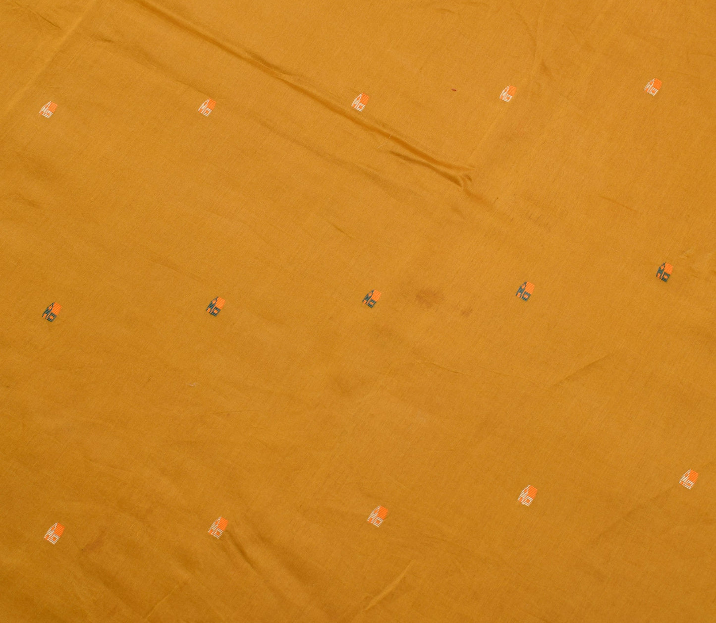 Sushila Vintage Mustard Saree 100% Pure Cotton Woven Traditional Sari Fabric