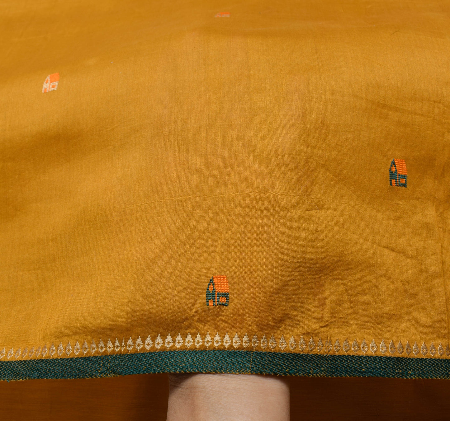 Sushila Vintage Mustard Saree 100% Pure Cotton Woven Traditional Sari Fabric