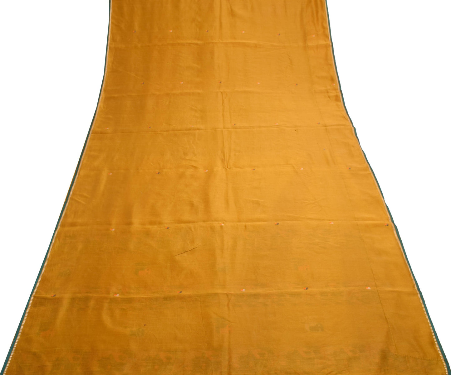 Sushila Vintage Mustard Saree 100% Pure Cotton Woven Traditional Sari Fabric