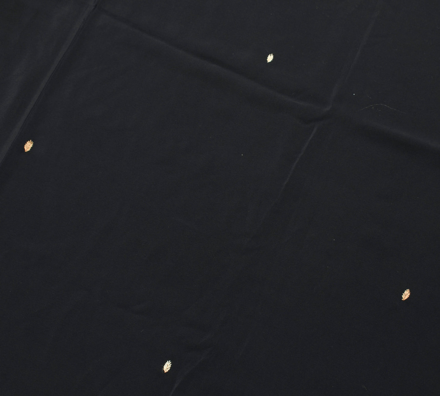 Sushila Vintage Crepe Silk Black Saree Hand Embroidered Soft Sari Dress Fabric