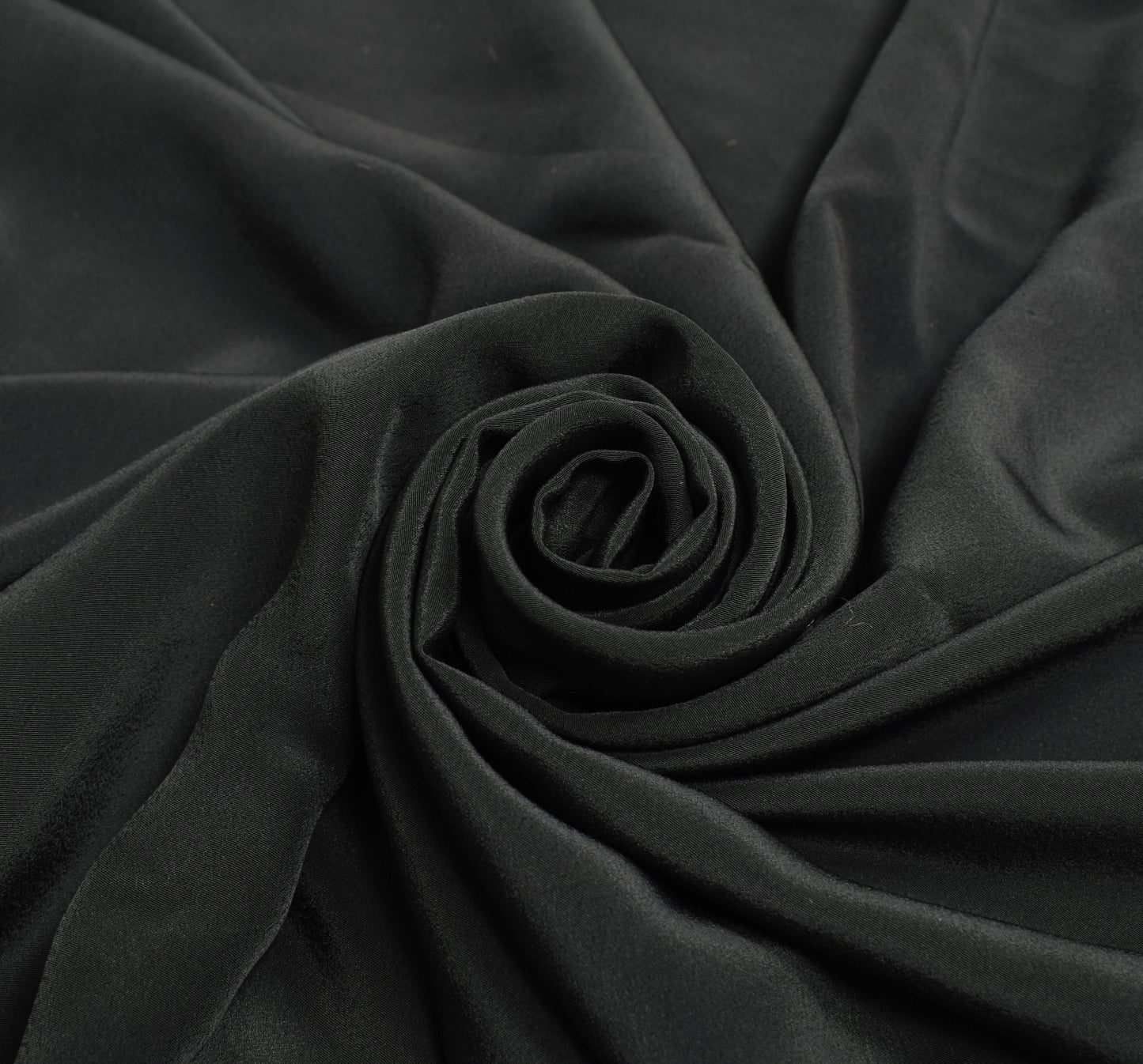 Sushila Vintage Crepe Silk Black Saree Hand Embroidered Soft Sari Dress Fabric