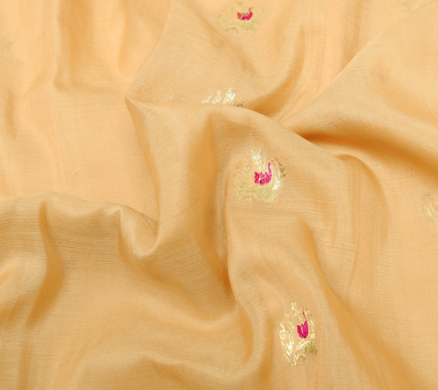 Sushila Vintage Peach 100% Pure Silk Saree Banarasi Zari Brocade Sari Fabric