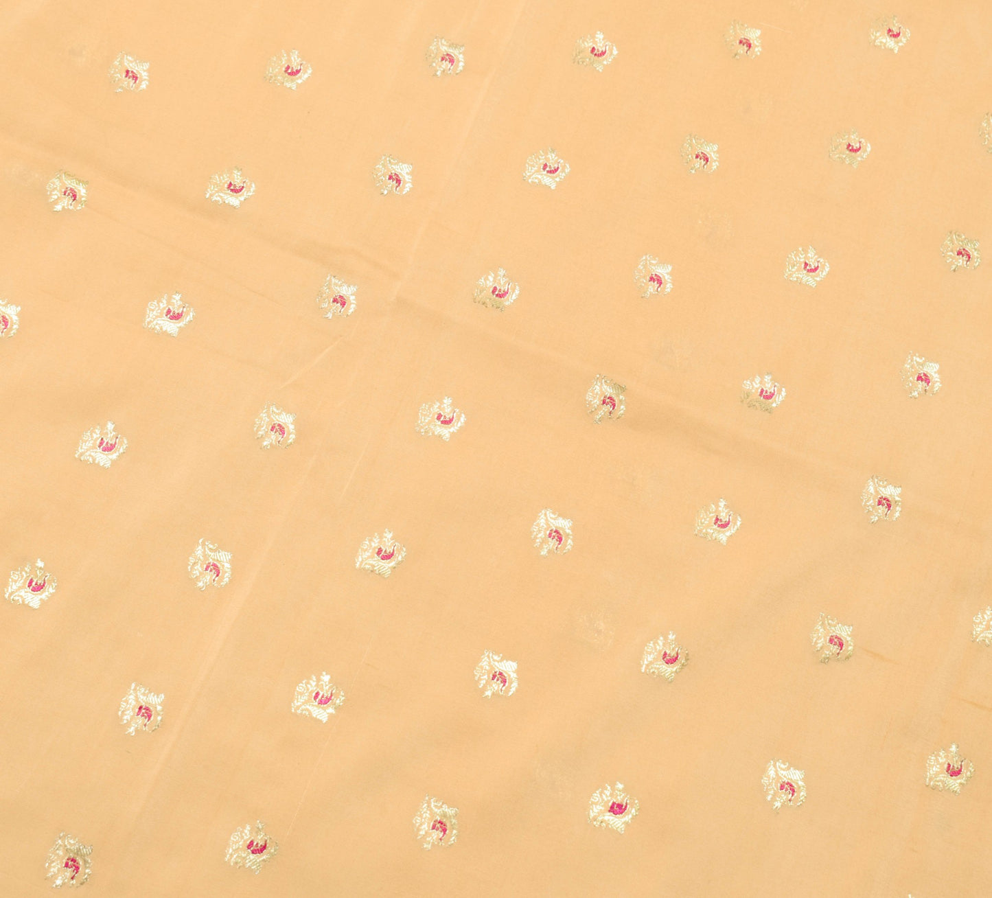 Sushila Vintage Peach 100% Pure Silk Saree Banarasi Zari Brocade Sari Fabric