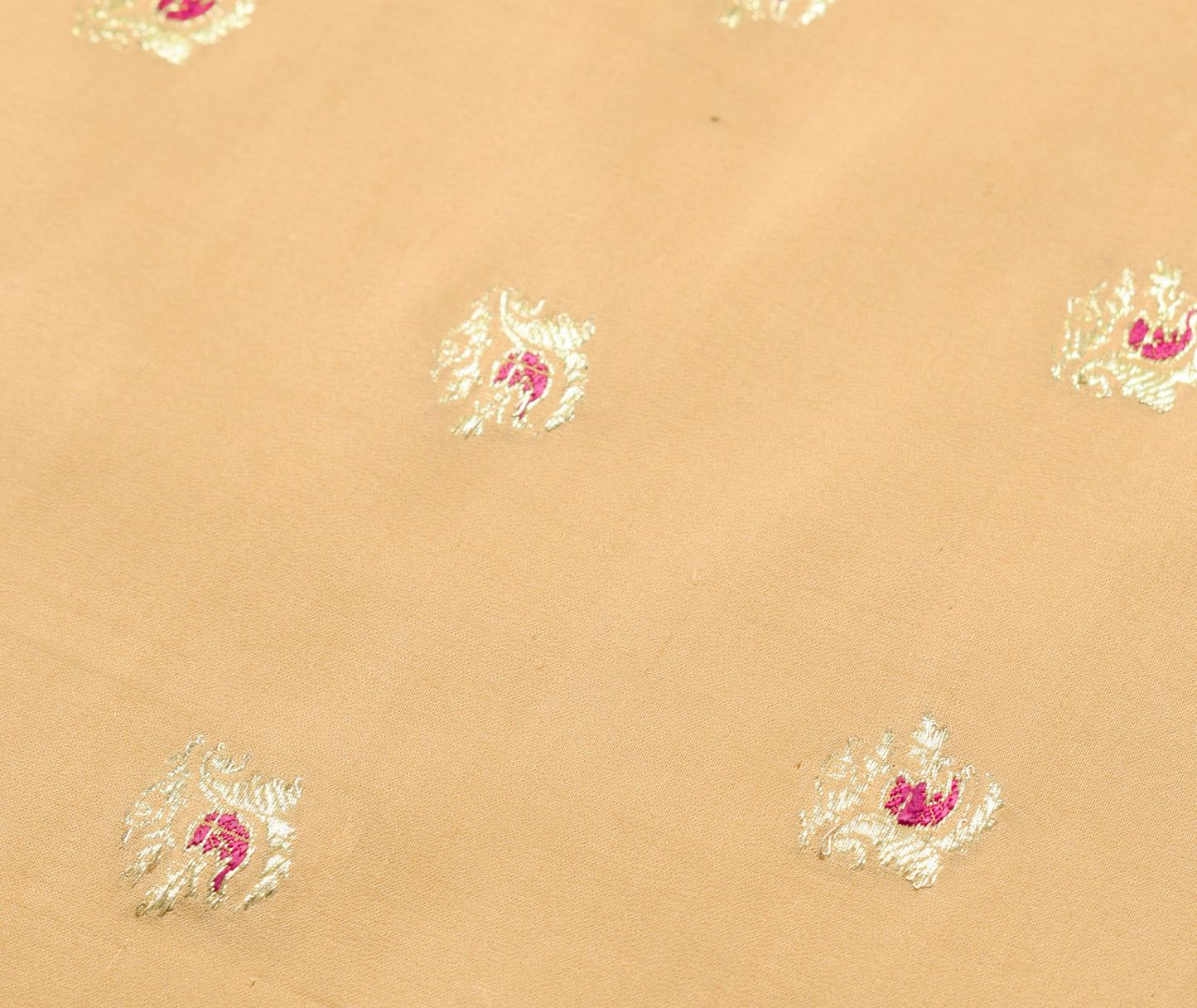 Sushila Vintage Peach 100% Pure Silk Saree Banarasi Zari Brocade Sari Fabric