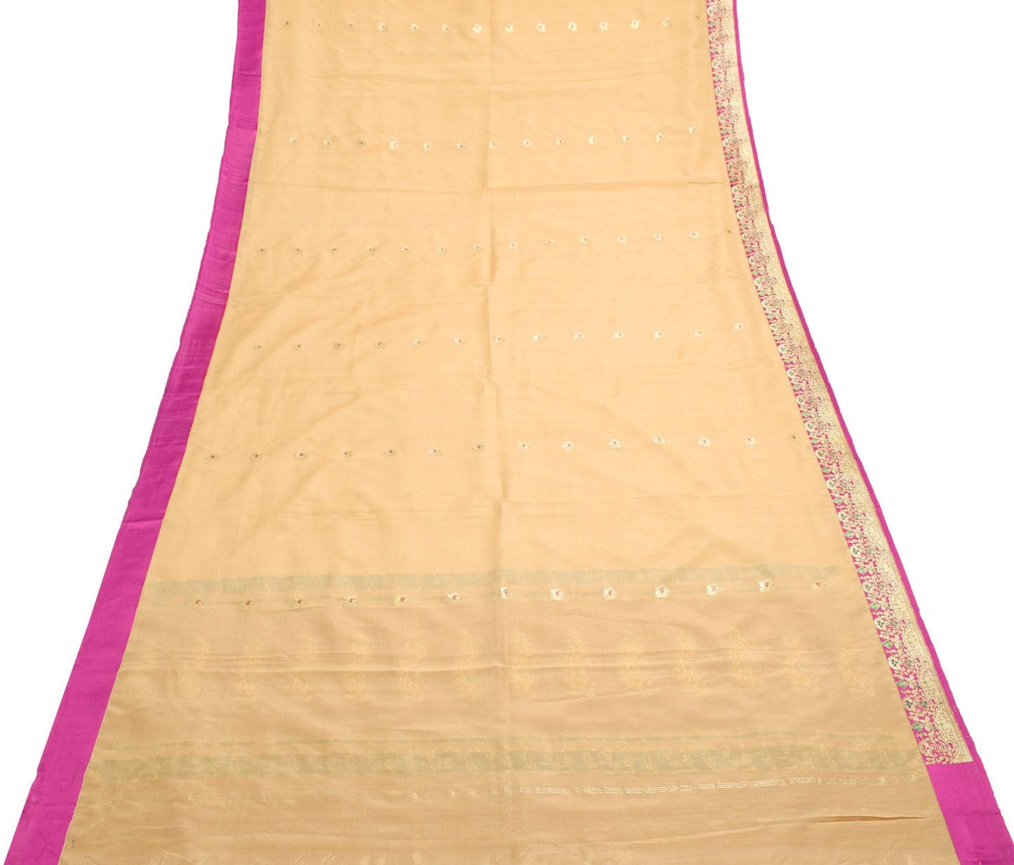 Sushila Vintage Peach 100% Pure Silk Saree Banarasi Zari Brocade Sari Fabric